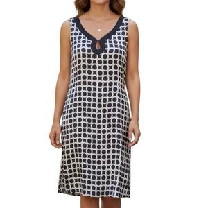 Dressbarn Sleeveless Slip Dress Geometric Pattern 12 Knee Length Keyhole Neck